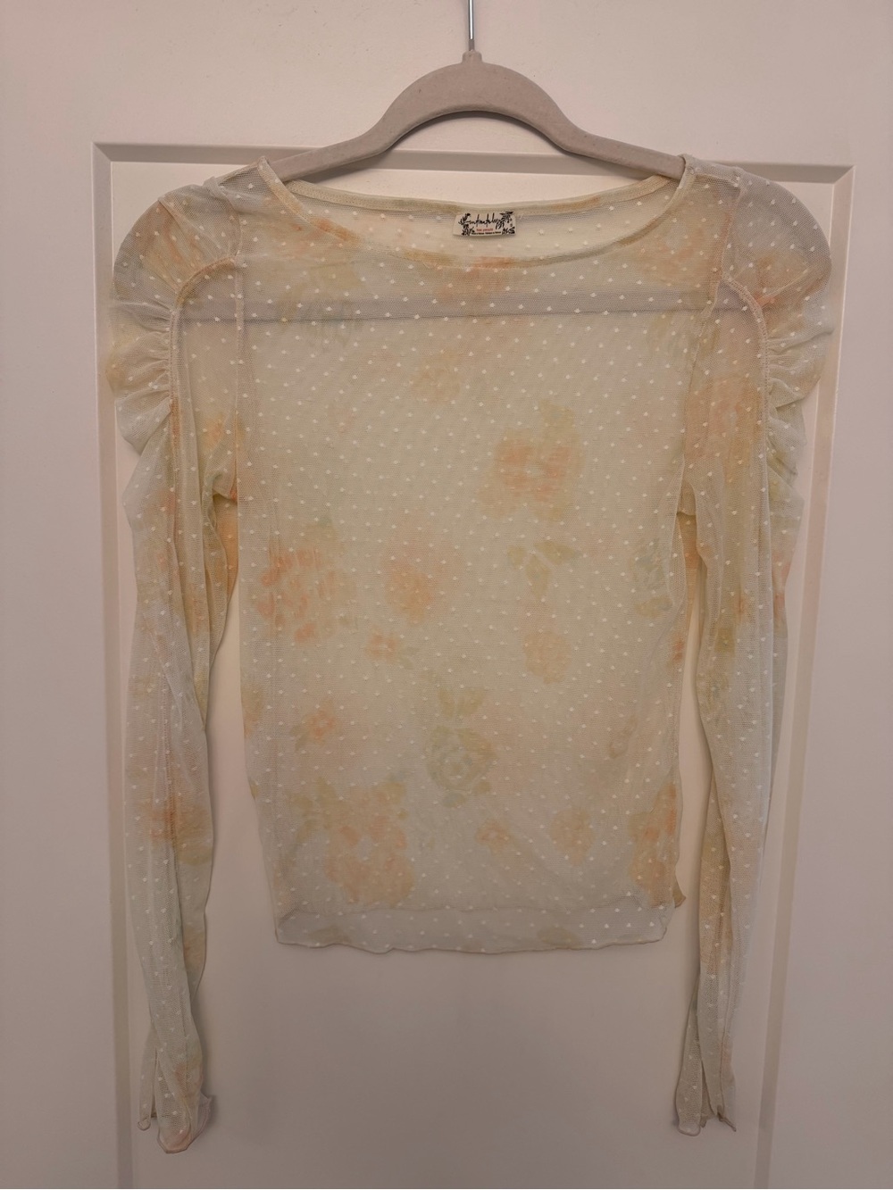 Free People Sheer Floral Dot Long-Sleeve Top